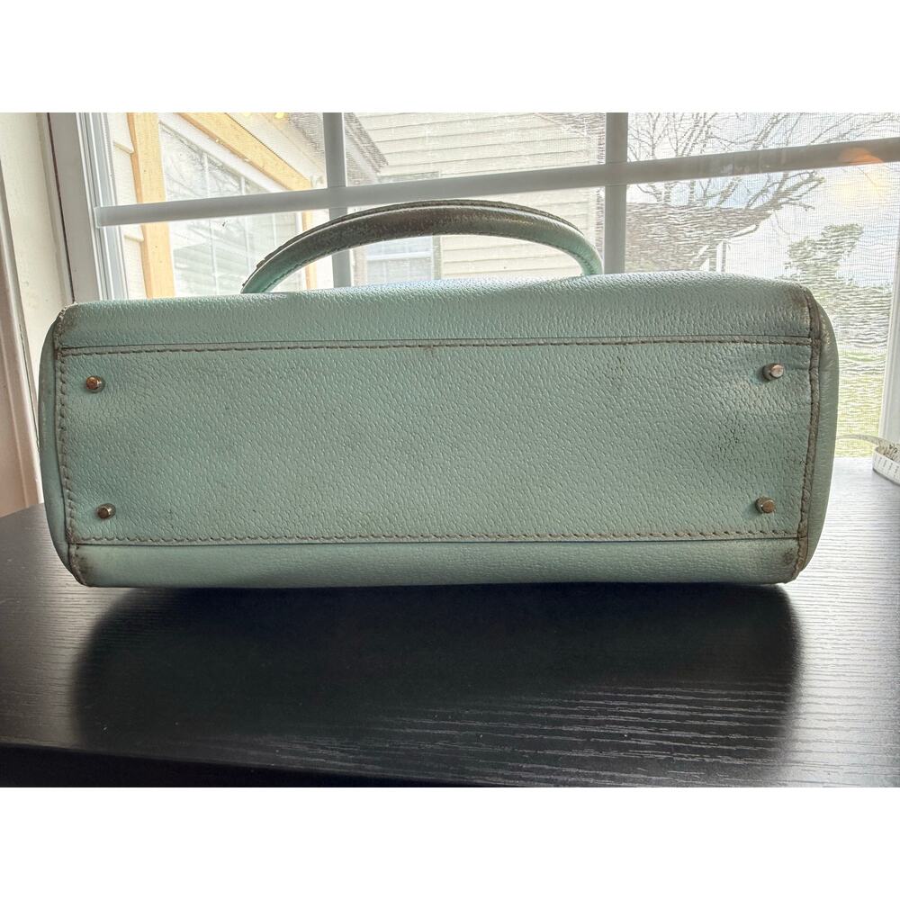 Kate Spade New York Tiffany Blue Mint Green Pebbled Leather Satchel Tote Bag - Picture 10 of 16